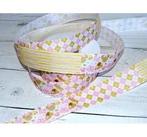 Лента репсовая 25 мм с рисунком ассорти "Минни" - 1 м.