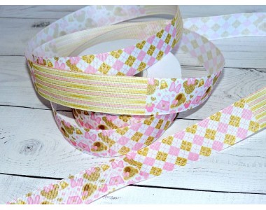 Лента репсовая 25 мм с рисунком ассорти "Минни" - 1 м.