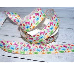 Лента репсовая 25 мм с рисунком "Бантики" - 1 м.