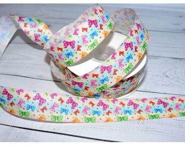 Лента репсовая 25 мм с рисунком "Бантики" - 1 м.