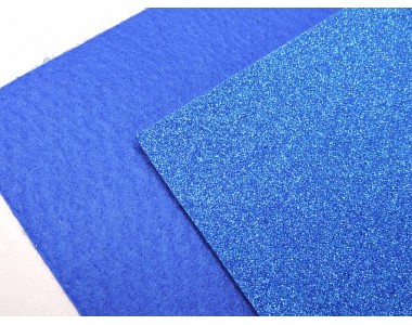 Фетр с блестками 2 мм, цв. синий - 1 лист.