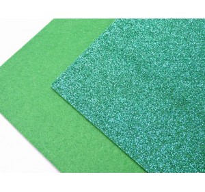  Фетр с блестками 2 мм, цв. зеленый - 1 лист.