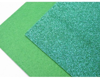 Фетр с блестками 2 мм, цв. зеленый - 1 лист.