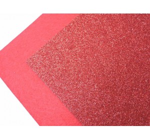  Фетр с блестками 2 мм, цв. красный - 1 лист.