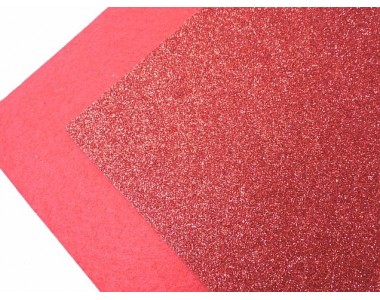 Фетр с блестками 2 мм, цв. красный - 1 лист.