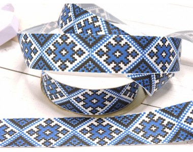 Репсовая лента 25 мм с рисунком " Жаккардовый узор"