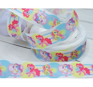 Репсовая лента 25 мм с рисунком 3D, " Пони " - 1 м