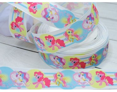 Репсовая лента 25 мм с рисунком 3D, " Пони " - 1 м
