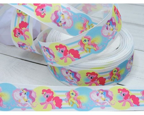 Репсовая лента 25 мм с рисунком 3D, " Пони " - 1 м