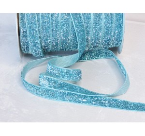 Лента бархатная 1 см, цв. голубой - 1 м.