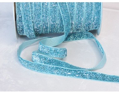 Лента бархатная 1 см, цв. голубой - 1 м.