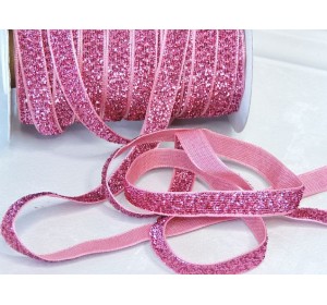 Лента бархатная 1 см, цв. розовый - 1 м.