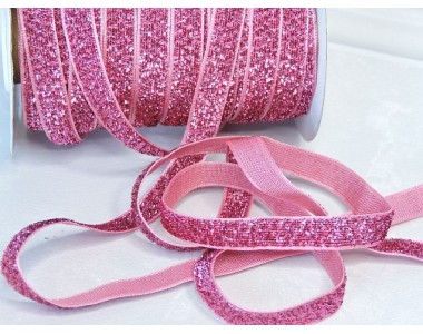 Лента бархатная 1 см, цв. розовый - 1 м.