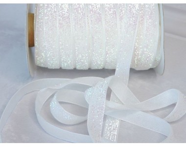 Лента бархатная 1 см, цв. белый хамелеон - 1 м.