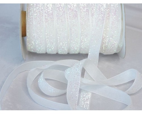 Лента бархатная 1 см, цв. белый хамелеон - 1 м.