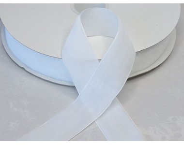 Лента бархатная 25 мм, цв. белый - 1 м.