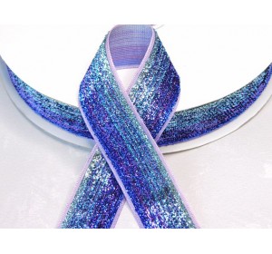 Лента с люрексом 25 мм, цв. градиент синий - 1м.