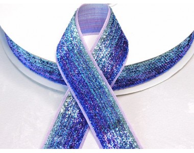 Лента с люрексом 25 мм, цв. градиент синий - 1м.
