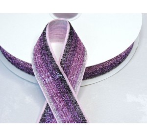 Лента с люрексом 25 мм, цв.градиент фиолетовый - 1м.