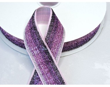 Лента с люрексом 25 мм, цв.градиент фиолетовый - 1м.