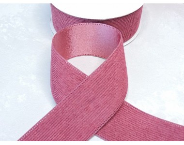 Лента вельвет/атлас 3,8 см, цв. вишневая пенка - 1 м .