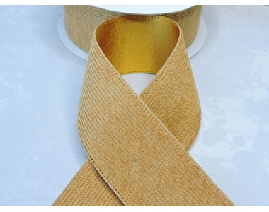 Лента вельвет/атлас 3,8 см, цв. песочный - 1 м .