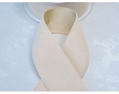 Лента вельвет/атлас 3,8 см, цв. бежевый - 1 м .