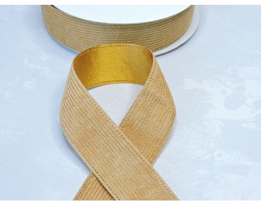 Лента вельвет/атлас 25 мм, цв. песочный - 1 м.