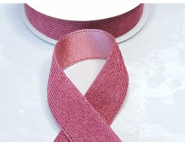 Лента вельвет/атлас 25 мм, цв.вишневая пенка - 1 м.