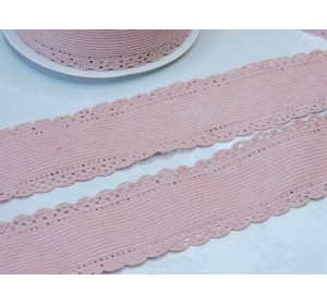 Лента вельветовая с перфорацией 3,8 см, цв. нежно-розовый - 1 м.