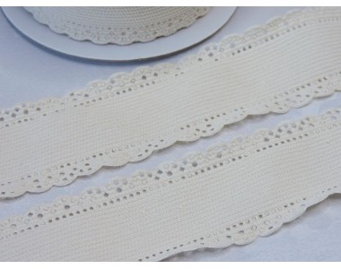 Лента вельветовая с перфорацией 3,8 см, цв. бежевый - 1 м.