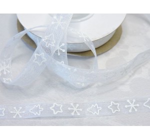 Лента органза 1 см,"Новогодняя", цв. белый - 1 м.