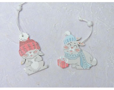 Новогодняя игрушка "Зайчики"-1 шт.