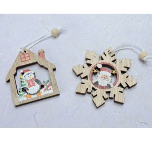 Новогодние игрушки "снежинка и дома" - 1 шт.