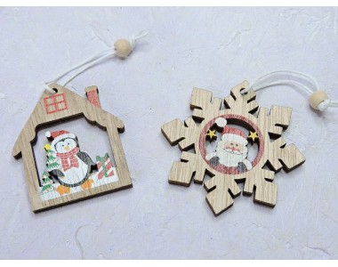 Новогодние игрушки "снежинка и дома" - 1 шт.