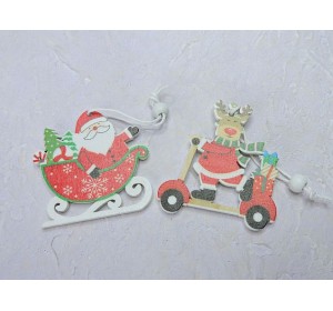 Новогодняя игрушка "Дед Мороз и олень" - 1 шт.