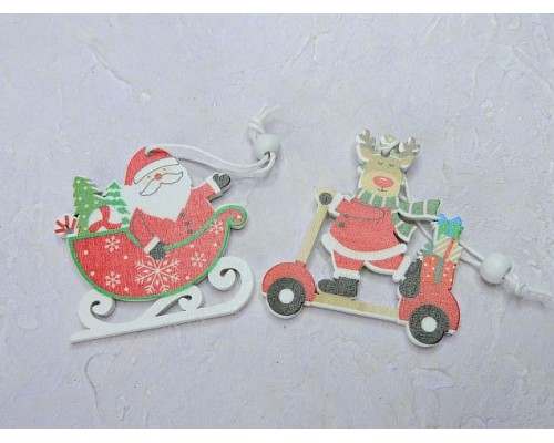 Новогодняя игрушка "Дед Мороз и олень" - 1 шт.