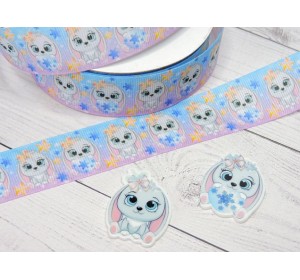 Лента репсовая 25 мм с рисунком" Зайчик №1" - 1 м.