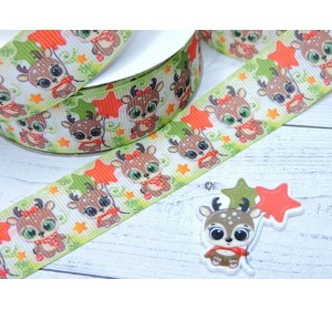 Лента репсовая 25 мм с рисунком" Олененок" - 1 м.