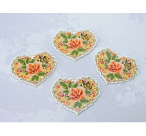 Кабошон-вырубка "Сердечко с цветами" - 1 шт.