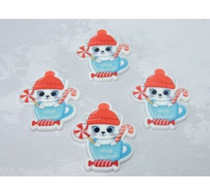 Кабошон-вырубка "Котенок в кружке" - 1 шт.