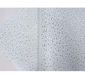Кожзам "Узор", цв. белый/серебро - 1 лист.