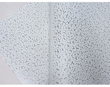 Кожзам "Узор", цв. белый/серебро - 1 лист.