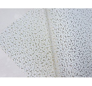 Кожзам "Узор", цв. белый/золото - 1 лист.