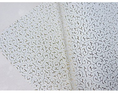 Кожзам "Узор", цв. белый/золото - 1 лист.