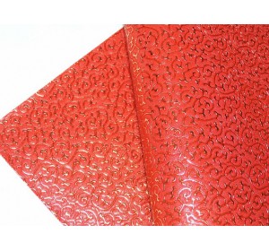 Кожзам "Узор", цв. красный/золото - 1 лист.