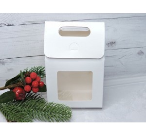 Коробка крафтовая с окошком, цв. белый - 1 шт.