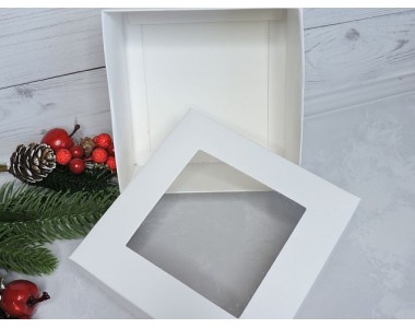 Коробка крафтовая с окошком, цв. белый - 1 шт.