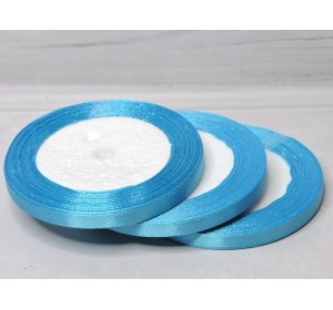 Атласная лента 6 мм*23 м, цв. голубой - 1 бобина
