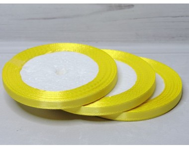 Атласная лента 6 мм*23 м, цв. желтый - 1 бобина